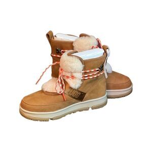 UGG Tan Ankle Boots with Cream Accents